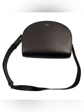 A.P.C. Black Leather Demilune Mini Bag, Crossbody Bag With Silver Hardware